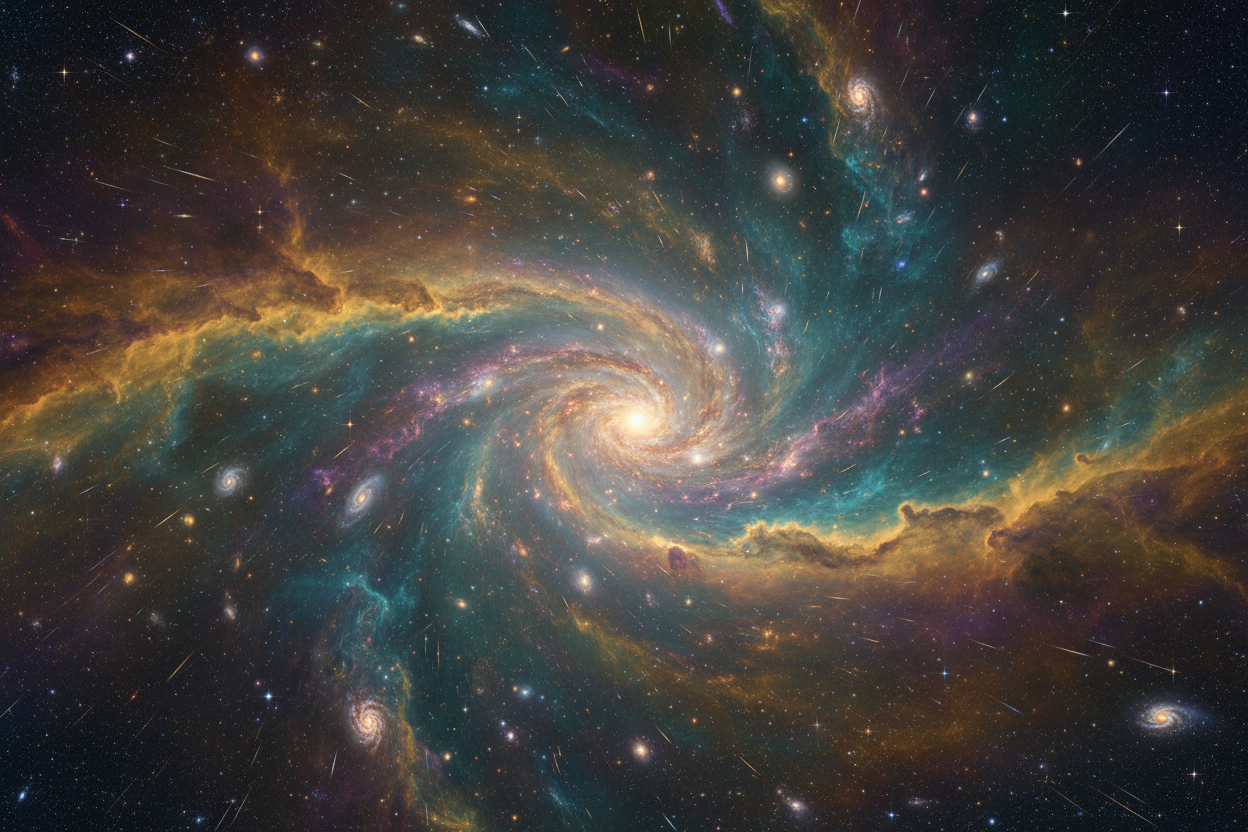 Universo con nebulosa dorada